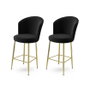 Hanah Home Alte - Juego de 2 Taburetes de Bar, Negro y Dorado